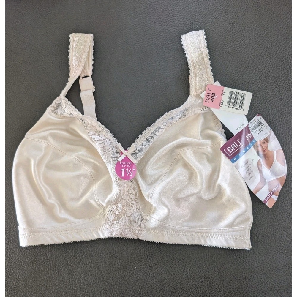 NEW BALI Minimizer Wire Free Nude Bra 40D Satin Nylon 3363 Deadstock Vintage